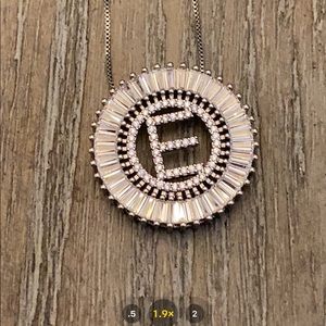 Silver Sunburst Initial Necklace Letter E